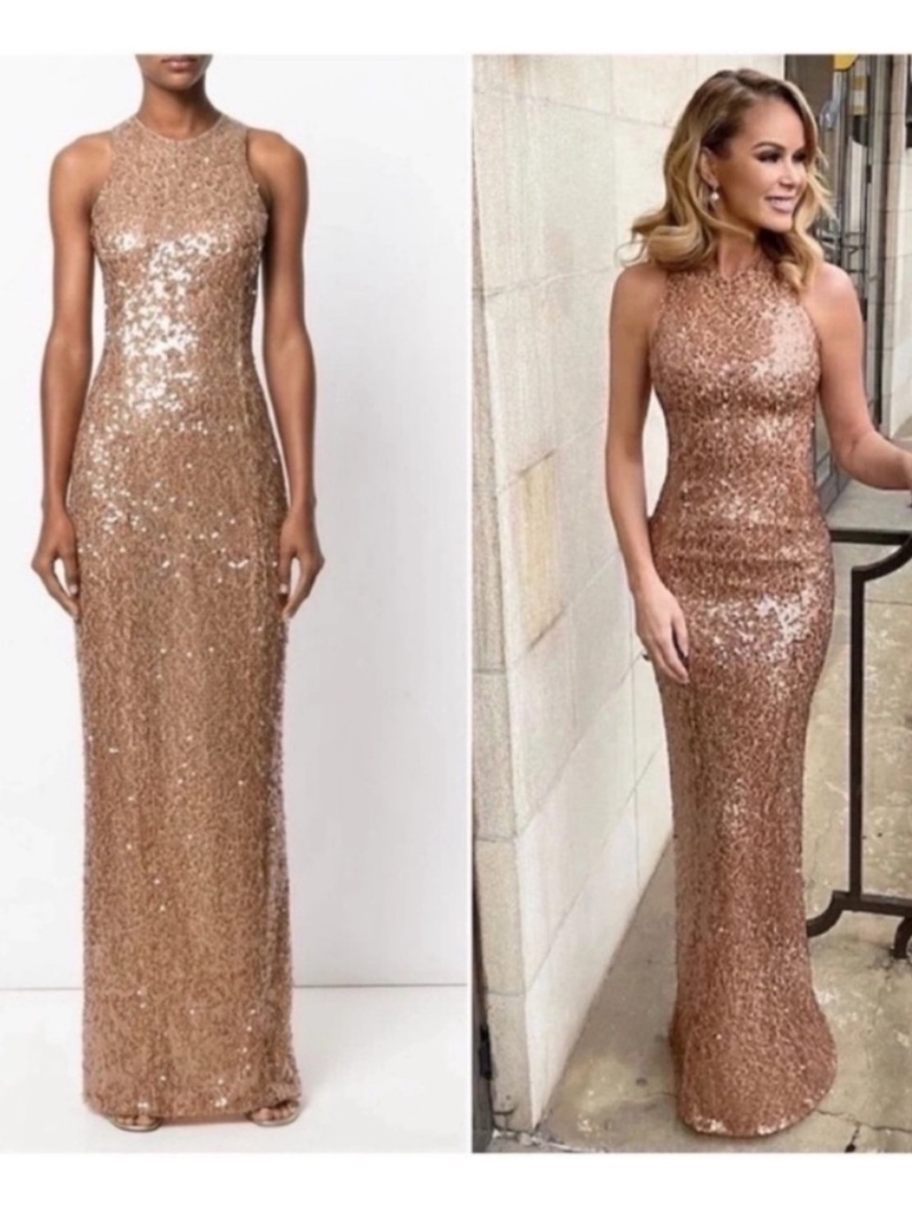 Galvan London Sequin Racerback Column Gown